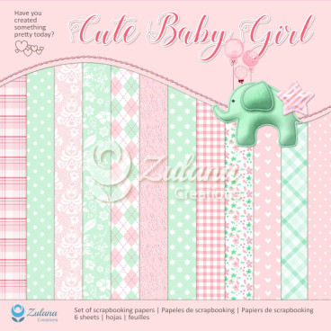 Zestaw papierów do scrapbookingu 30x30cm - Zulana Creations - Cute Baby Girl
