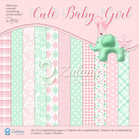 Set of scrapbooking papers 30x30cm - Zulana Creations - Cute Baby Girl
