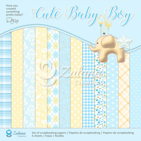 Set of scrapbooking papers 30x30cm - Zulana Creations - Cute Baby Boy