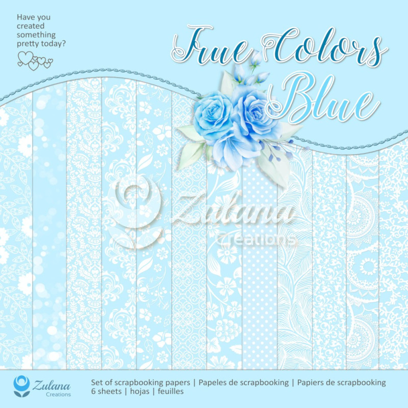 Set of scrapbooking papers 30x30cm - Zulana Creations - True Colors - Blue