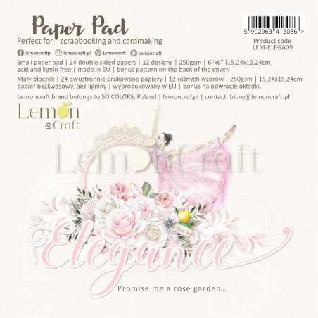 Elegance - Bloczek papierów do scrapbookingu 15x15cm - Lemoncraft
