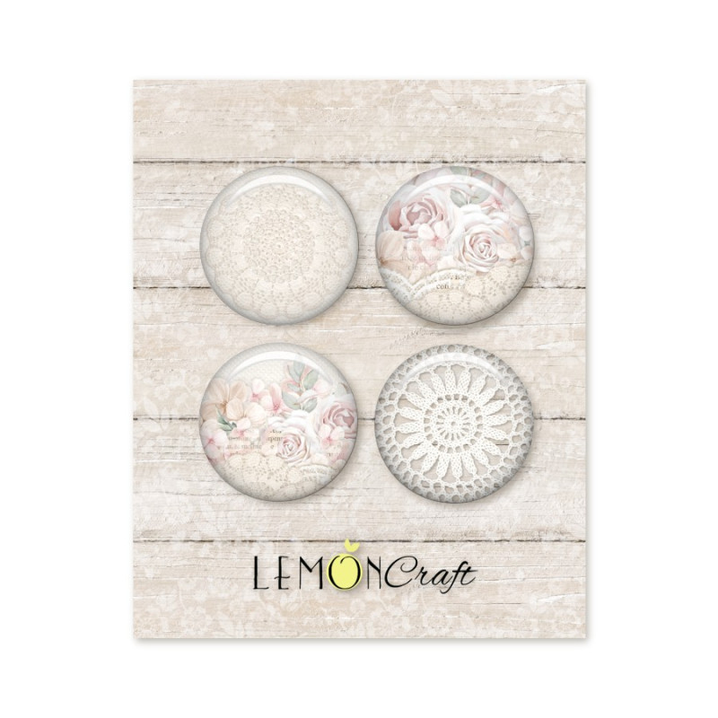 Linen Story - Zestaw samoprzylepnych ozdób / buttonów - Lemoncraft