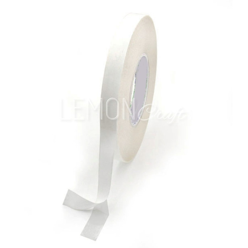 Double-sided adhesive tape, 50 meters, 12mm wide, universal, white spacer, finger-tearable - LEM-TK06