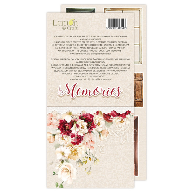 Memories - Elements for fussy cutting - Pad scrapbooking papers 15,24x30,5cm - Lemoncraft