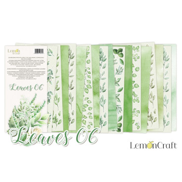 Leaves 06 - papiery scrapbooking - bloczek połówkowy - 15,24x30,5cm - Lemoncraft