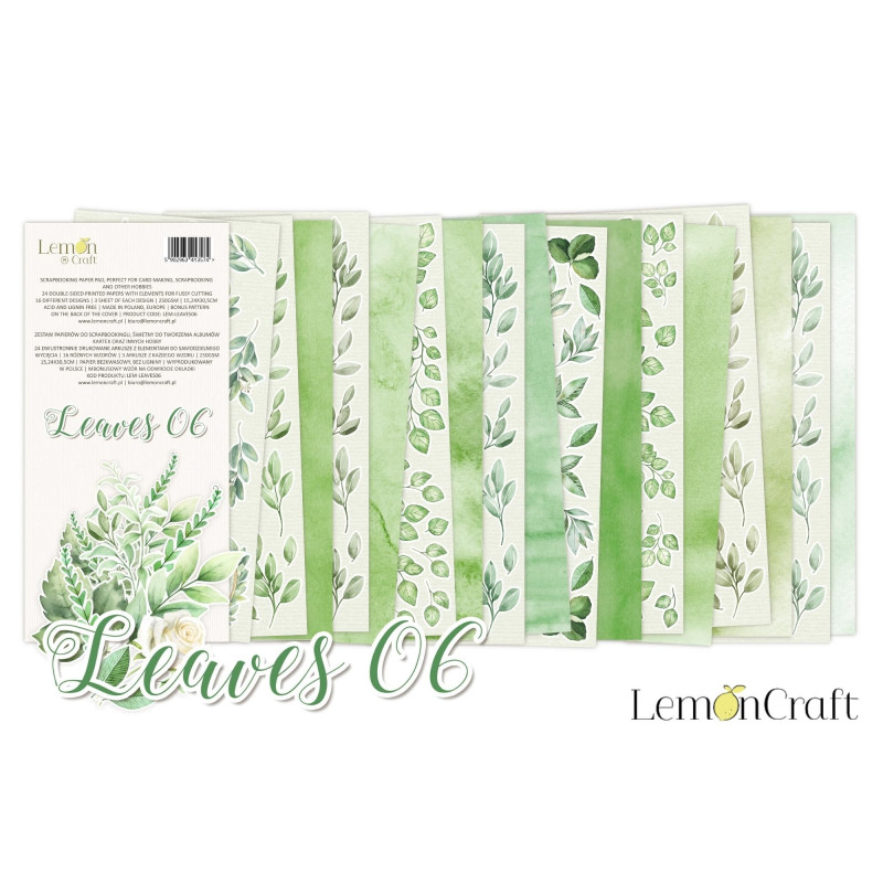 Leaves 06 - scrapbooking papers - half paper pad - 15,24x30,5cm - Lemoncraft