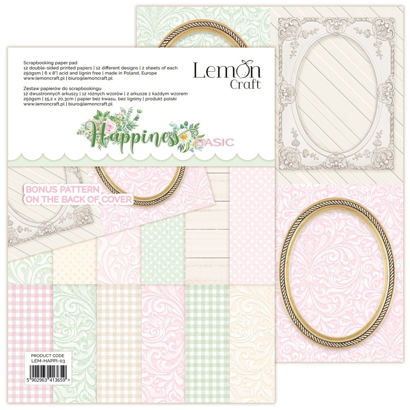 Happiness Basic - Pad scrapbooking papers 15,24x20,3cm - Lemoncraft