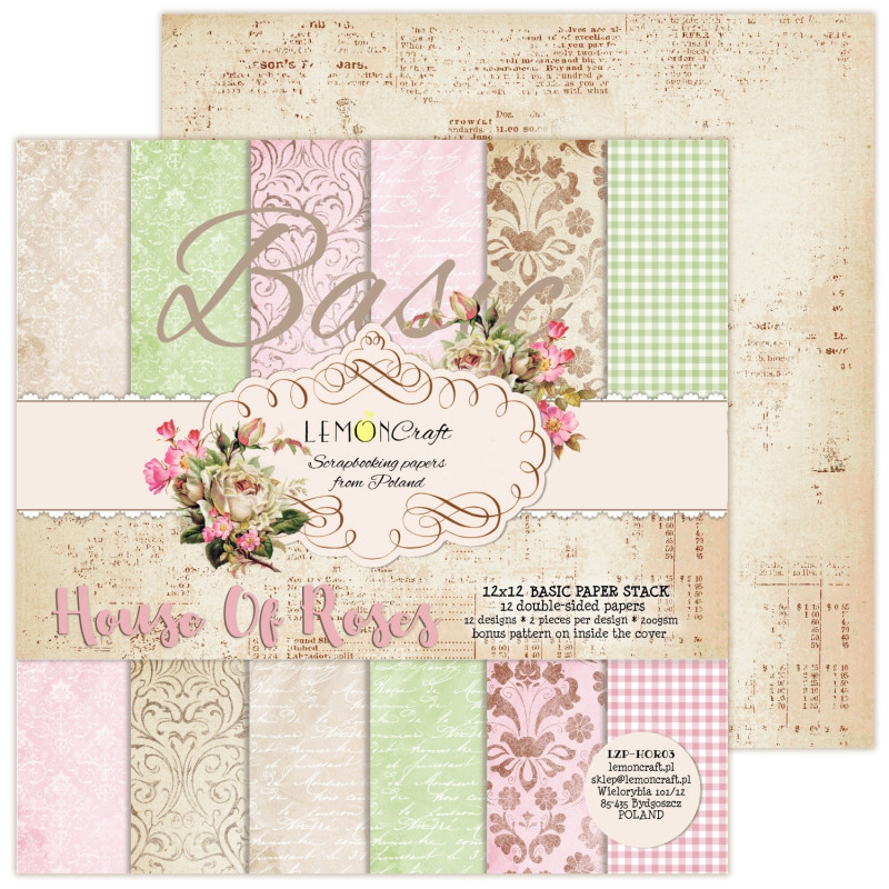 House of roses Basic - Pad scrapbooking papers 30,5x30,5cm - Lemoncraft