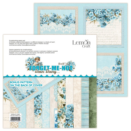 Dear Diary - FORGET-ME-NOT small paper pad - Pad of scrapbooking papers 20,3x20,3cm - Lemoncraft