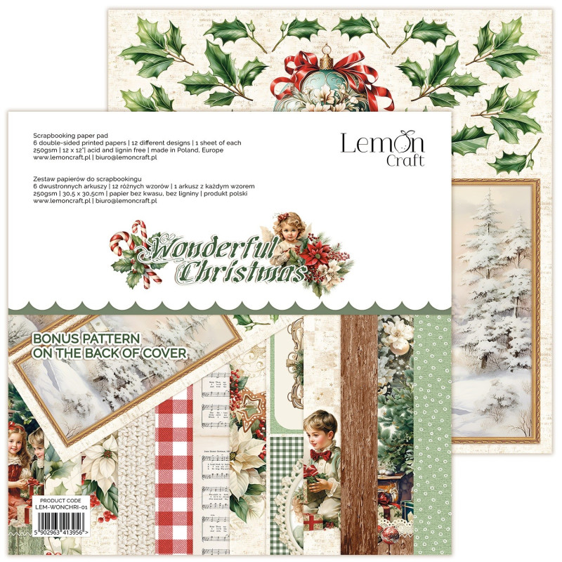 Wonderful Christmas main kit - Set of scrapbooking papers 30x30cm - Lemoncraft